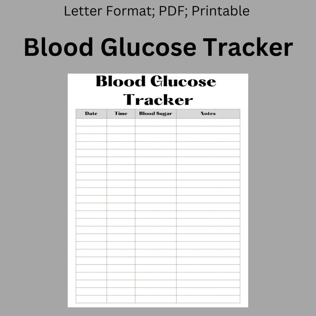 Printable Blood Glucose Tracker Diabetes Management Blood Sugar Log 