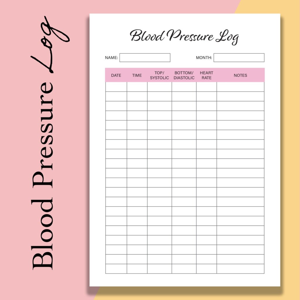 Printable Blood Pressure Tracker