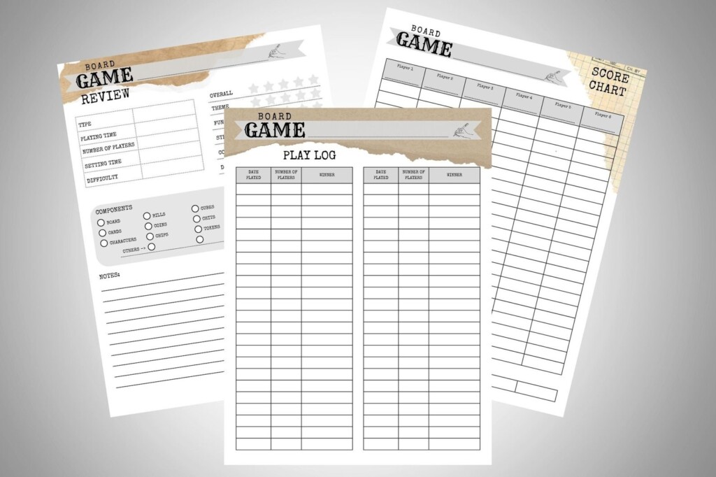 Printable Board Game Tracker Etsy