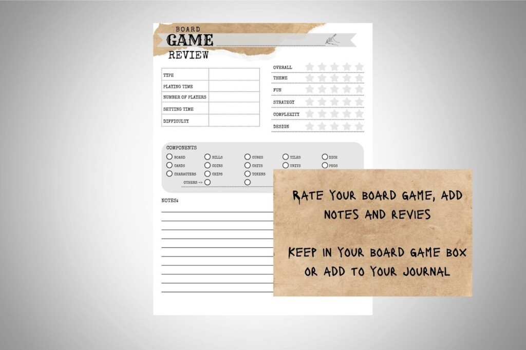 Printable Board Game Tracker Etsy