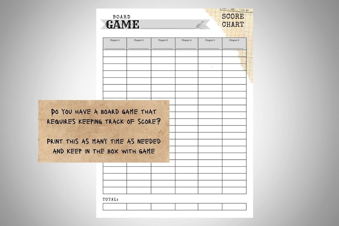 Printable Board Game Tracker Etsy