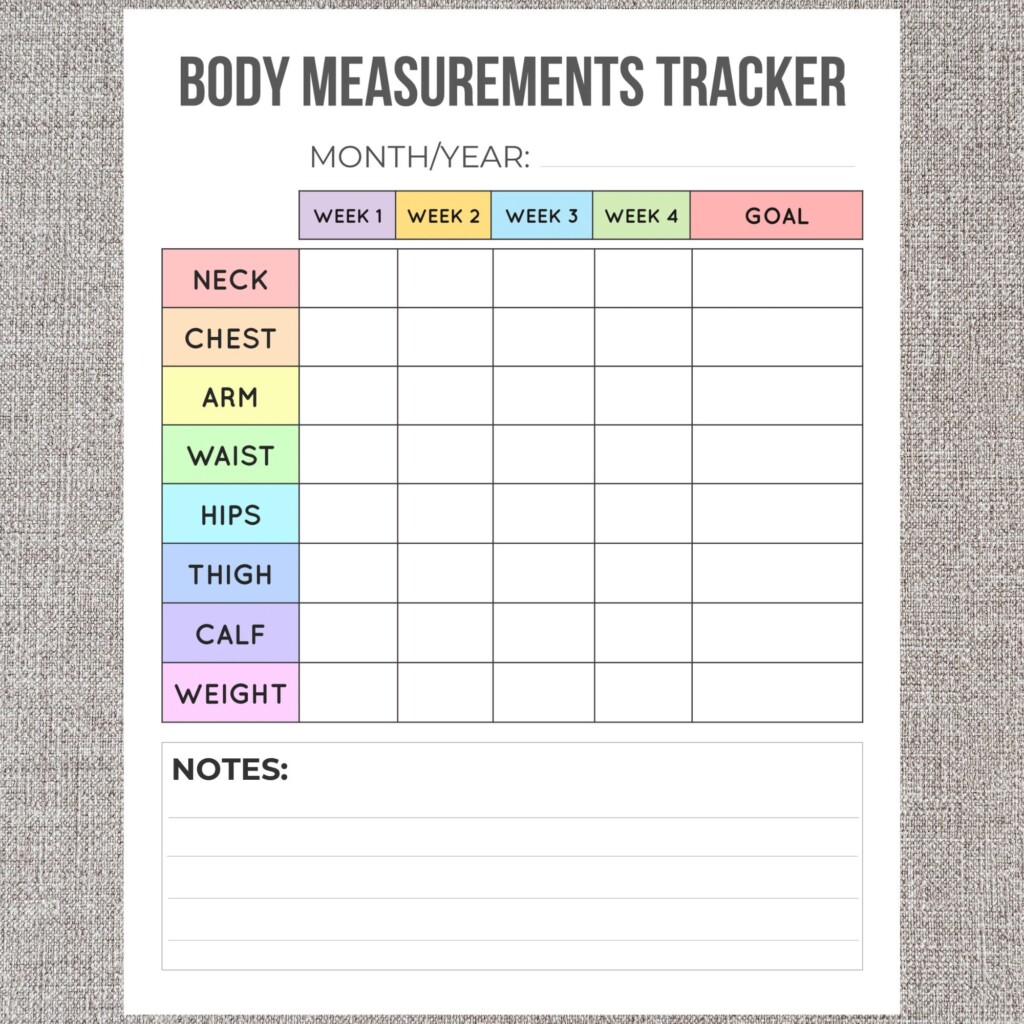 Printable Body Measurement Tracker