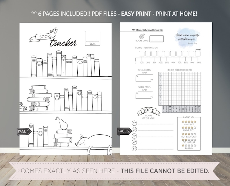 Printable Book Tracker For Bullet Journal Books Log Entertainment 