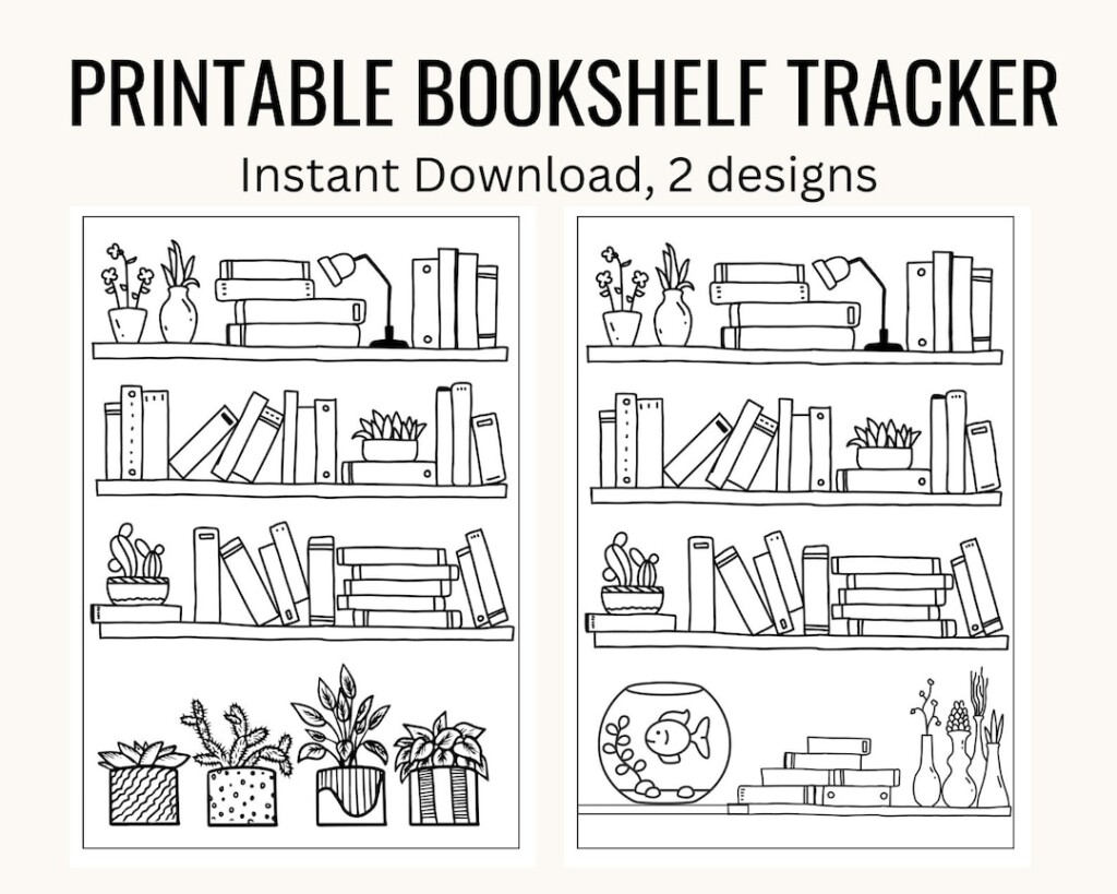 Printable Bookshelf Book Tracker Reading Tracker Reading Goal Digital 