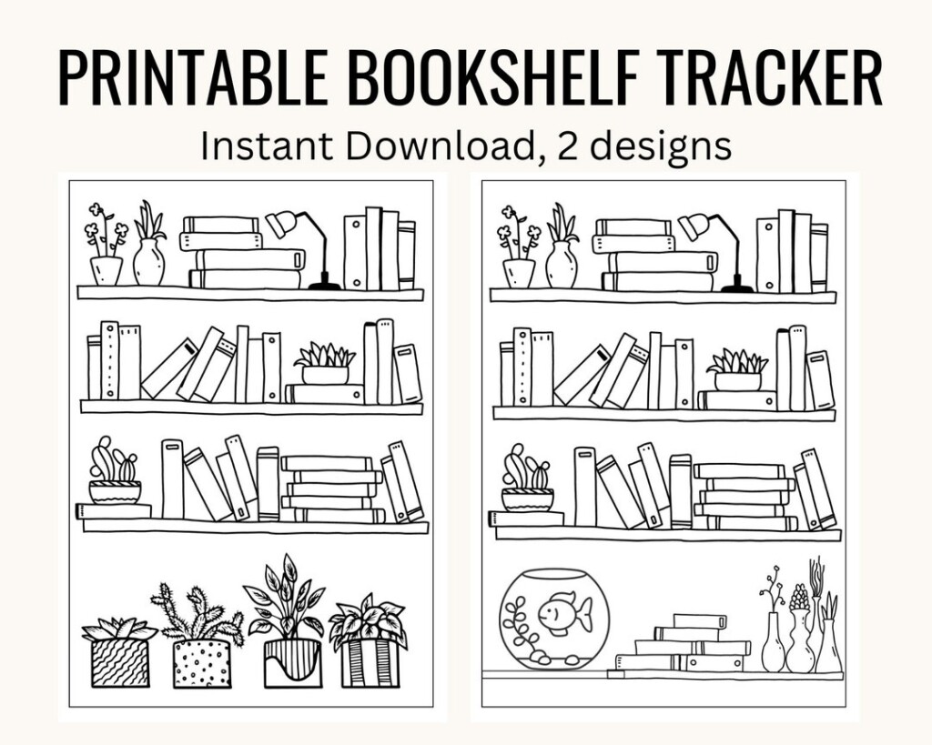 Printable Bookshelf Book Tracker Reading Tracker Reading Goal Digital 