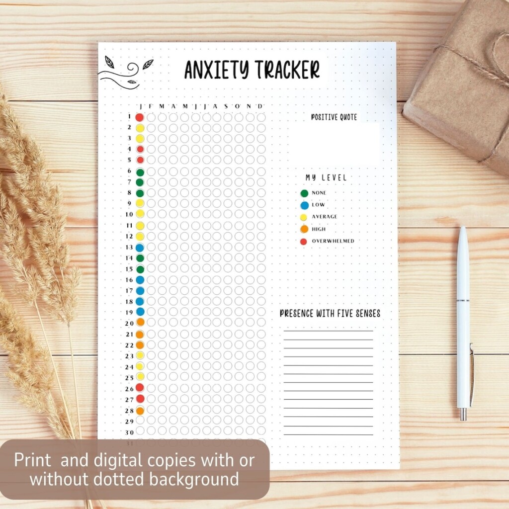 Printable Bullet Journal Pages Anxiety Tracker Bundle 2024 Bullet 