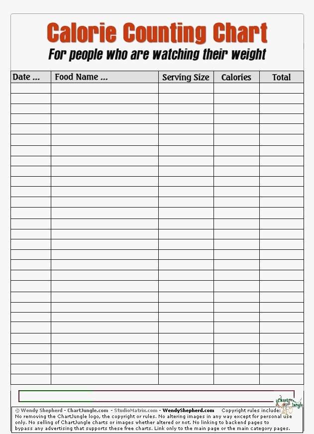 Printable Calorie Tracker Sheet