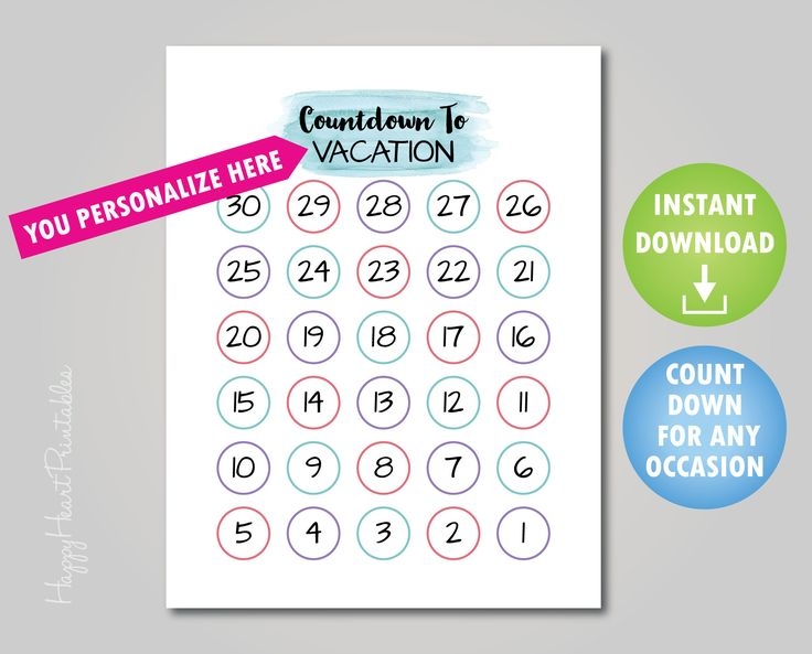 Printable Countdown Calendar