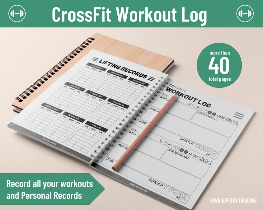Printable Crossfit WOD Planner Daily Workout Notebook Personal Wods 