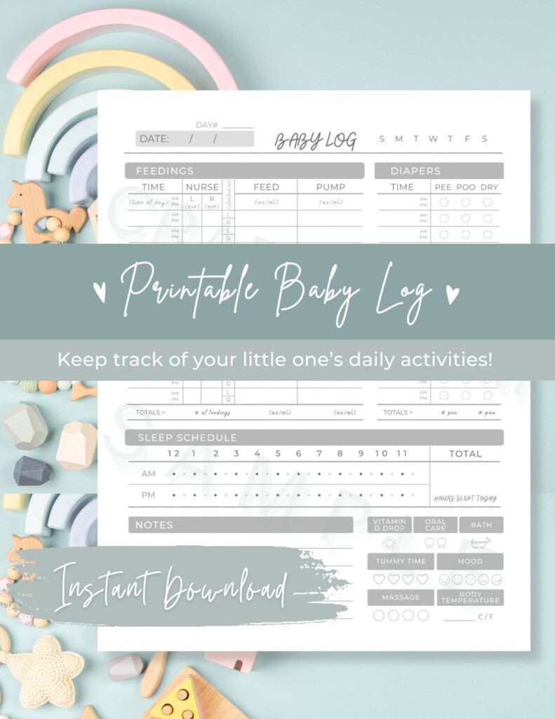 Printable Daily Baby Log Baby Tracking Log Book Newborn Journal Feeding 