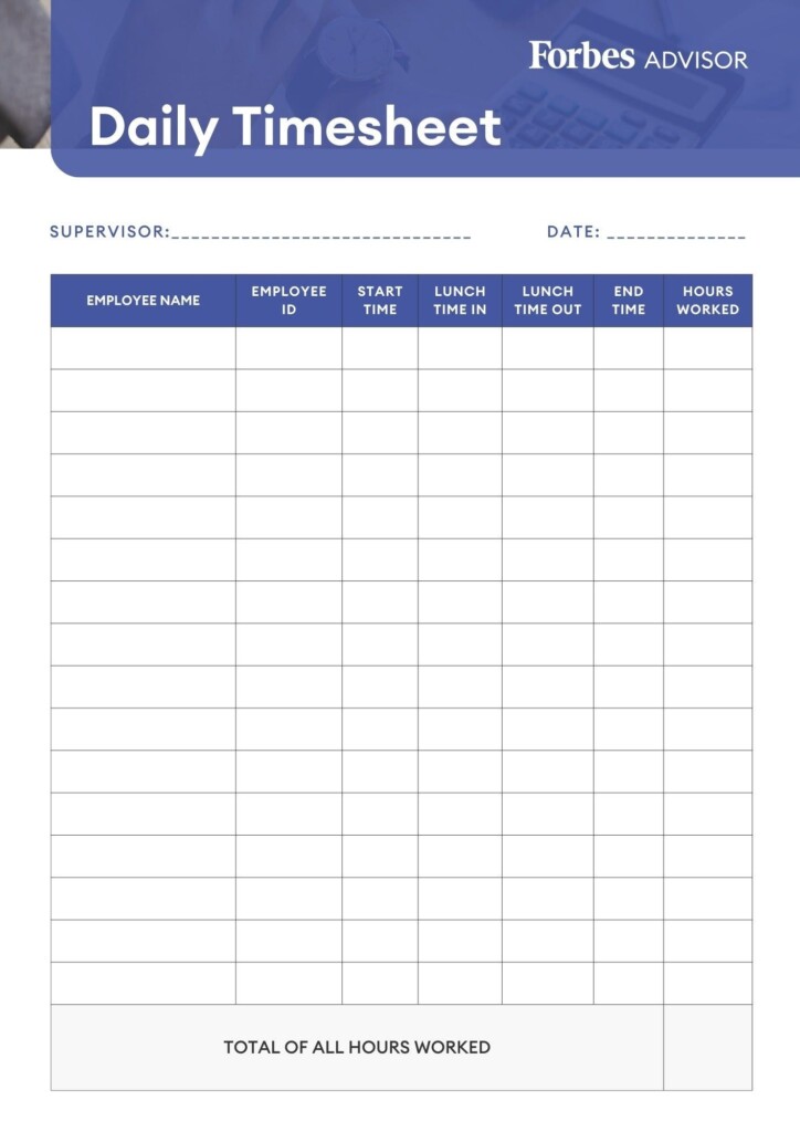  Printable Daily Employee Timesheet Template