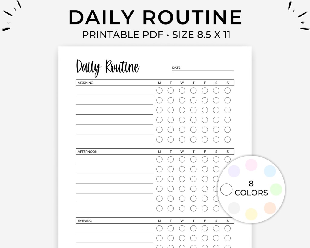 Printable Daily Routine Checklist Morning Habit Tracker Etsy Ireland