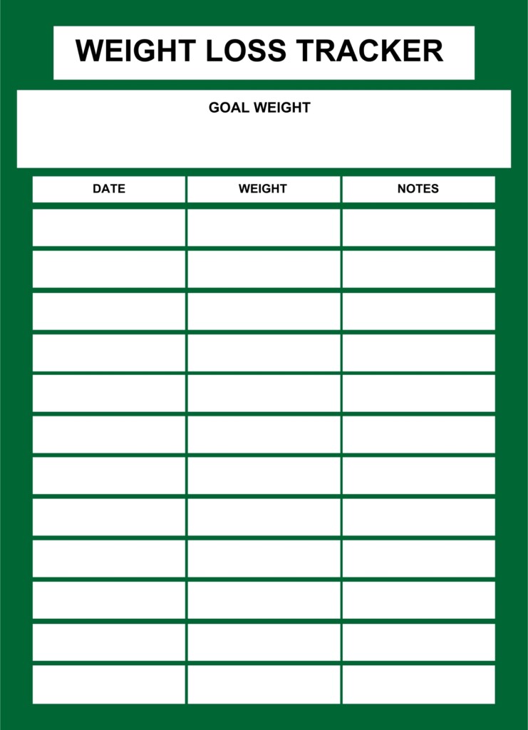 Printable Daily Weight Chart Printable JD