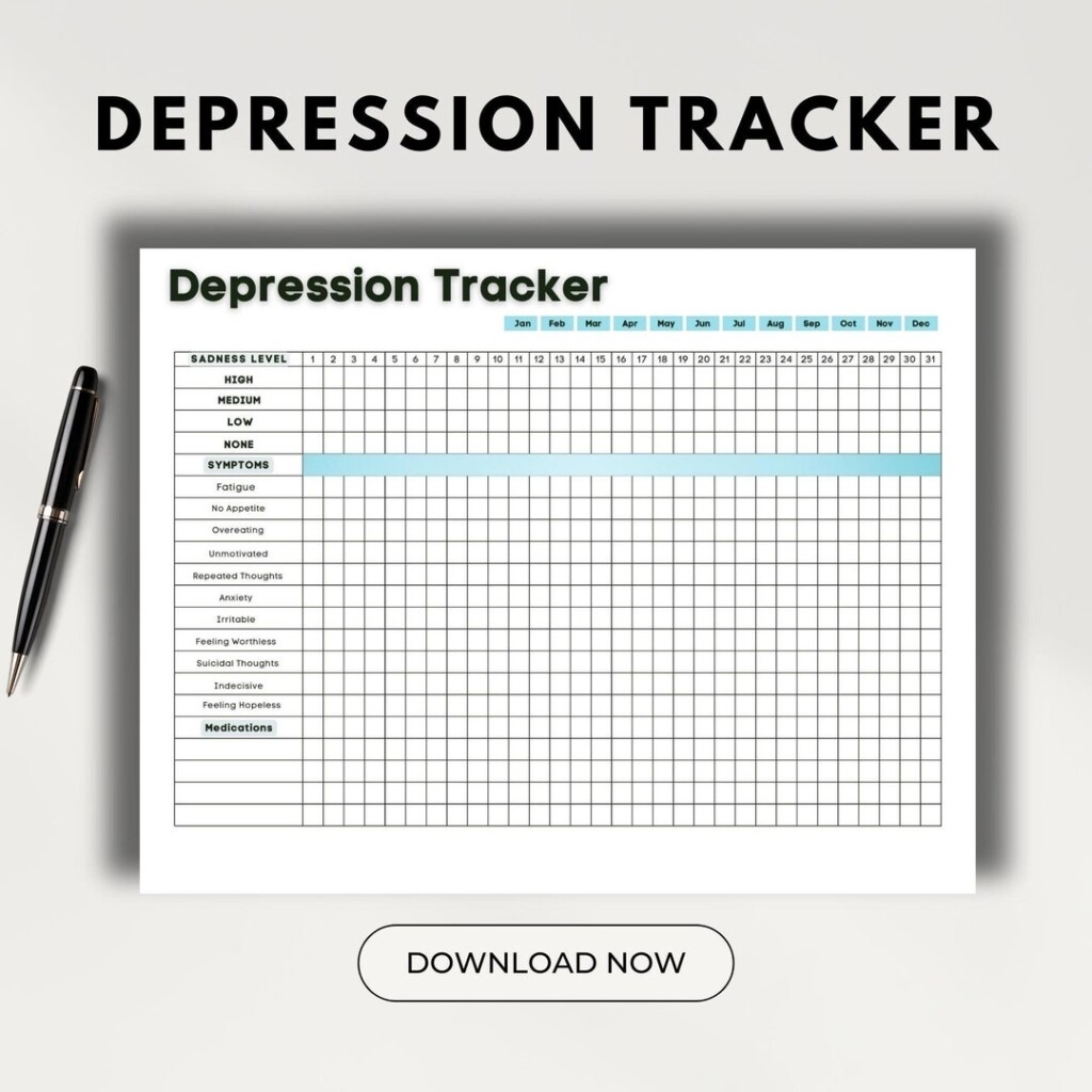 Printable Depression Tracker Self Care Planner Mental Health Printable 