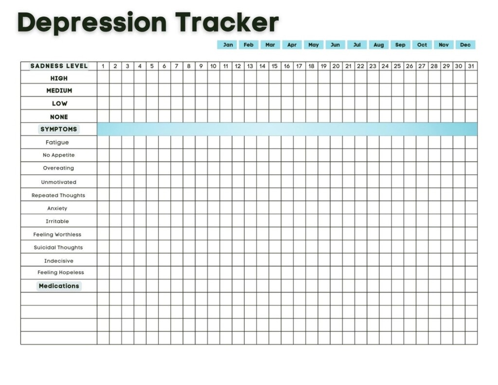 Printable Depression Tracker Self Care Planner Mental Health Printable 