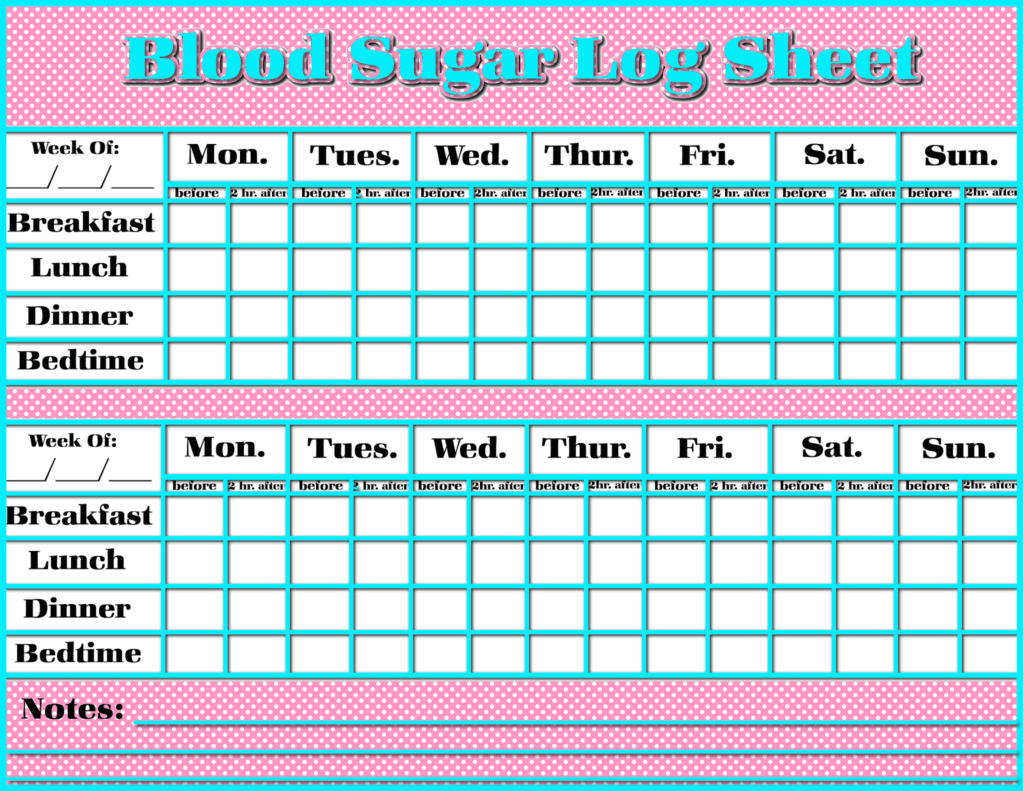 Printable Diabetic Log Chart