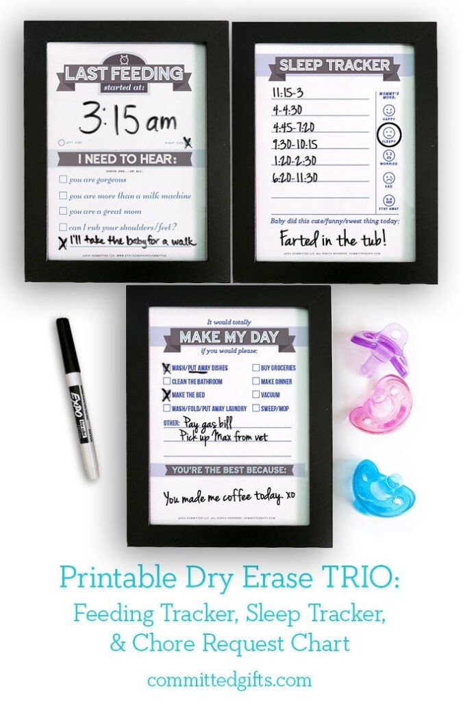 Printable Dry Erase Baby Trio Navy Blue Diy Baby Shower Gift Last 