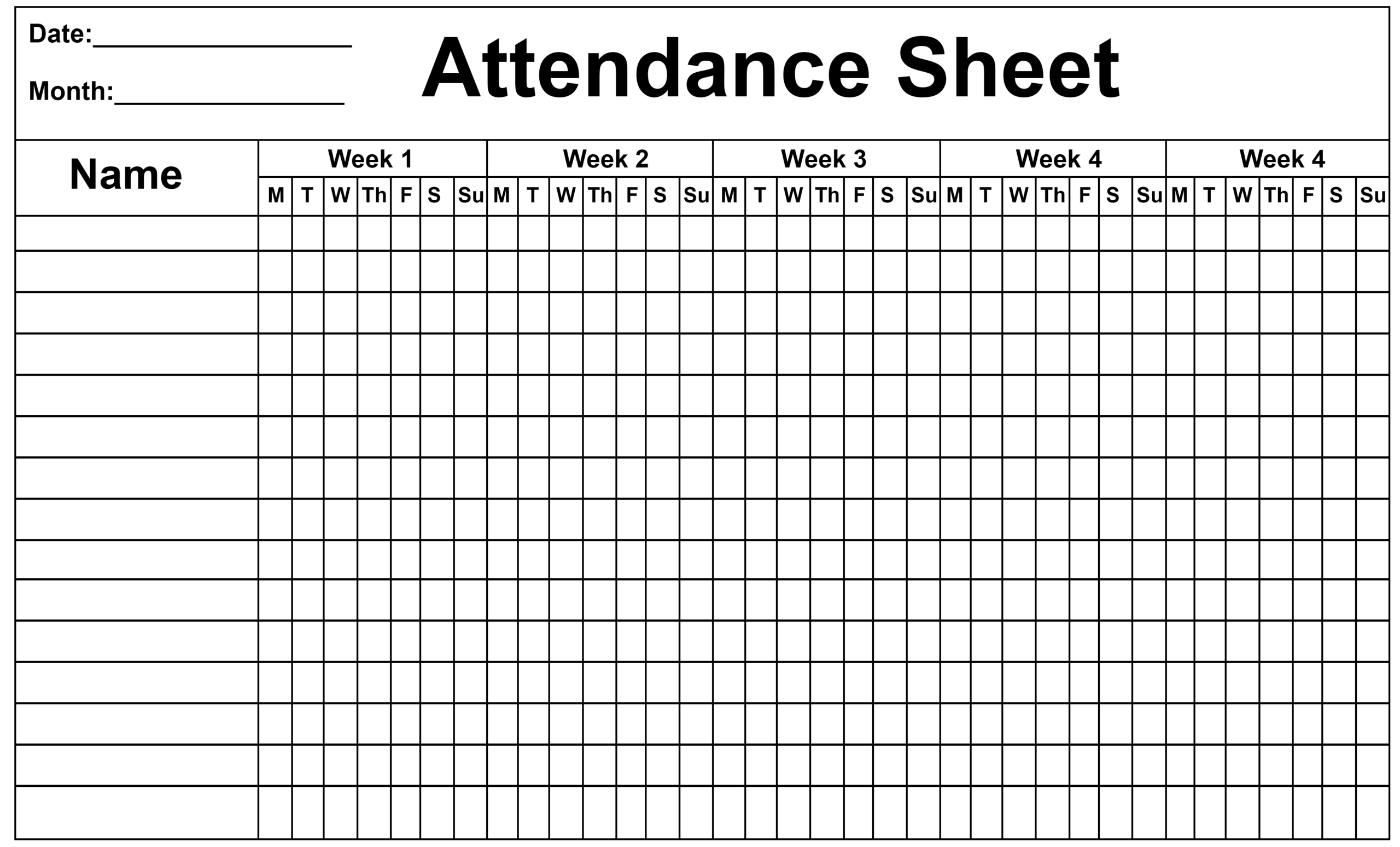 Printable Employee Attendance Tracker Printable Calendars AT A GLANCE