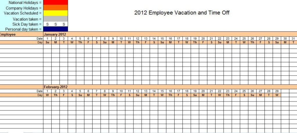 Printable Employee Vacation Tracker Excel