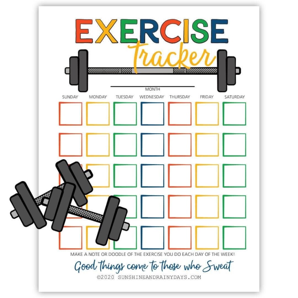 Printable Exercise Tracker PDF Fitness Tracker Printable Fitness 