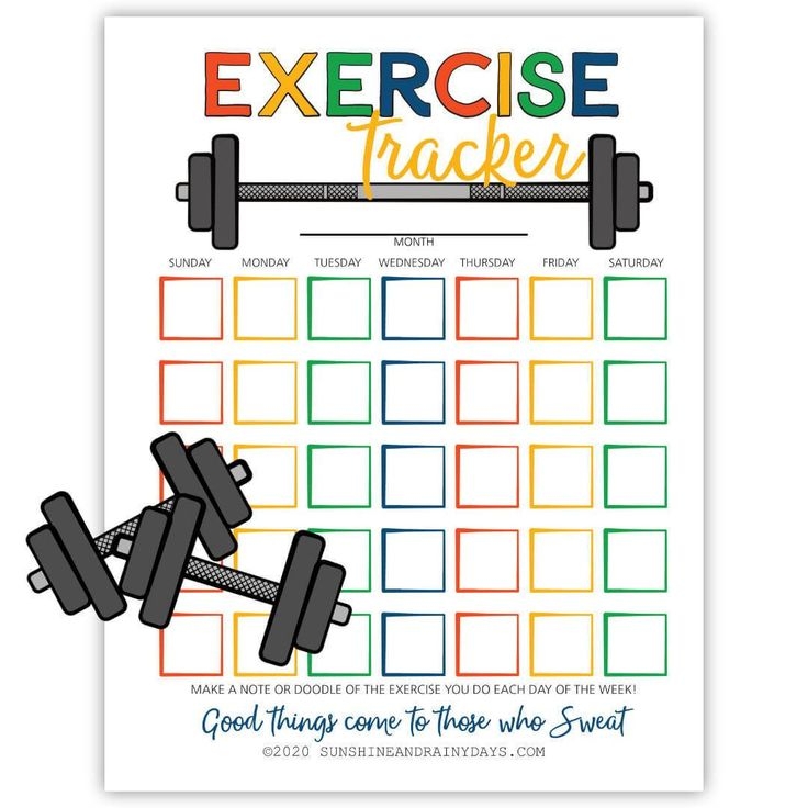 Printable Exercise Tracker PDF Fitness Tracker Printable Fitness 