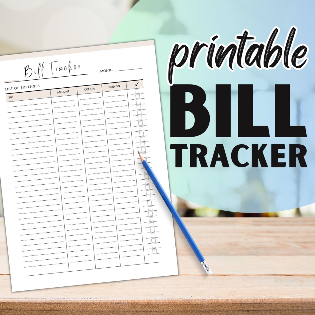Printable Fillable Multicolor Monthly Bill Tracker Bill Organizer 