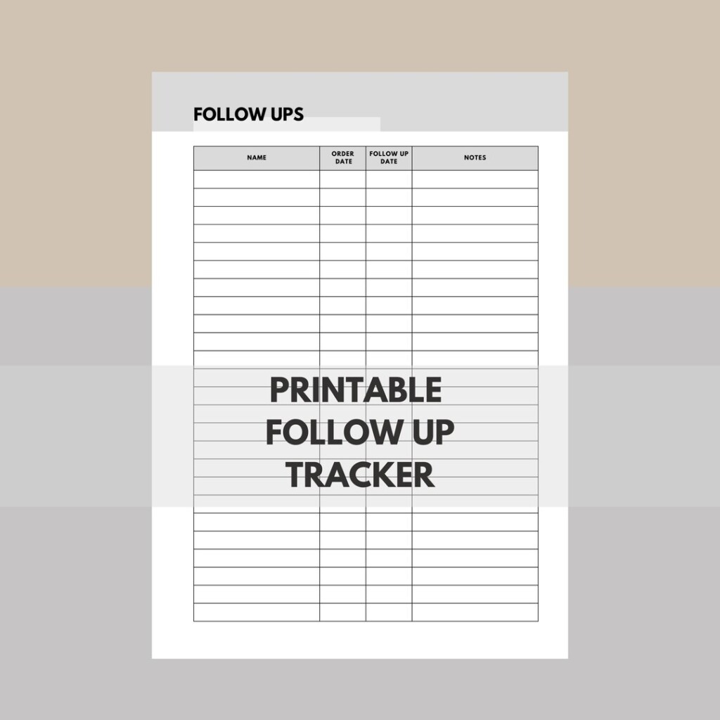 Printable Follow Up Tracker Follow Up Sheet Small Business Customer 