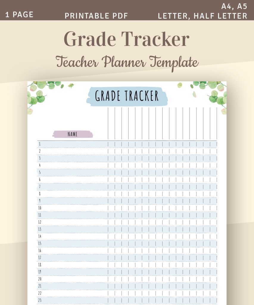 Printable Grade Tracker Template Teacher Grade Log Sheet Etsy Singapore
