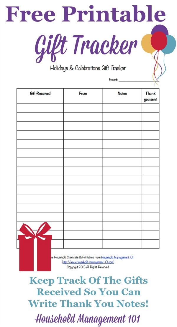 Printable Holidays Celebrations Gift Tracker Remember The Gifts