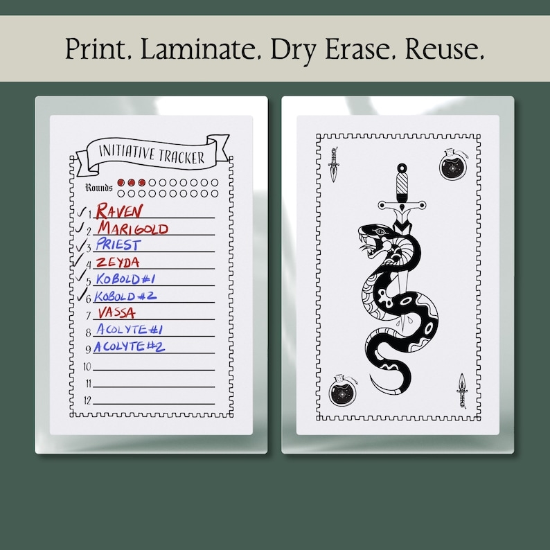 Printable Initiative Tracker Dnd 5e Pathfinder RPG Etsy Hong Kong