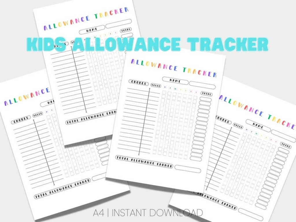 Printable Kids Allowance Tracker Track Chores And Allowances Etsy