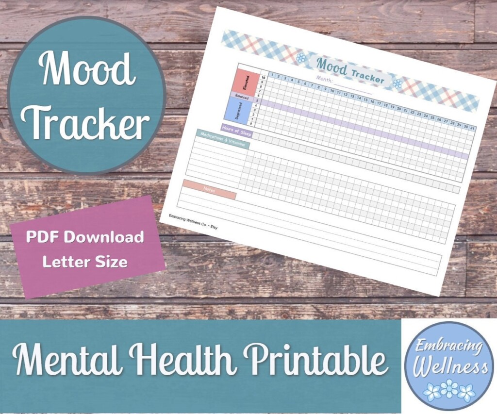Printable Mental Health Mood Tracker For Bipolar Depression Etsy Espa a