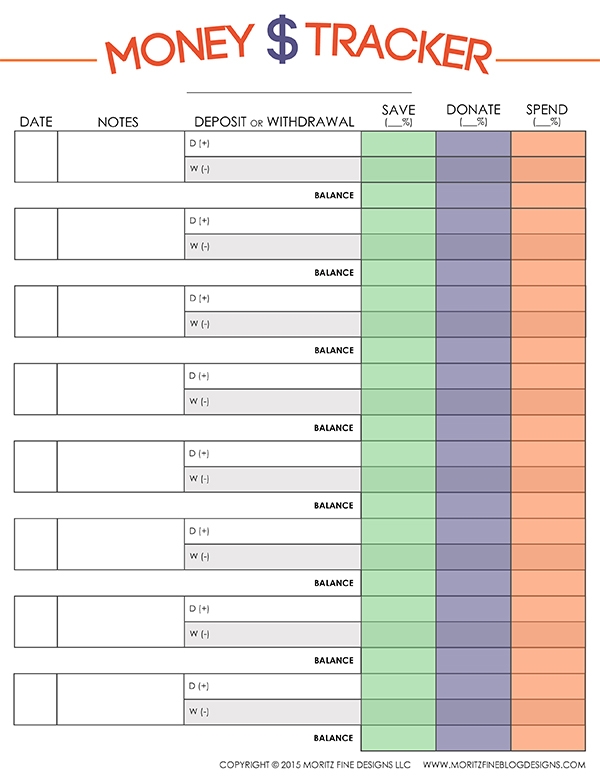 Printable Money Tracker Shop Fresh