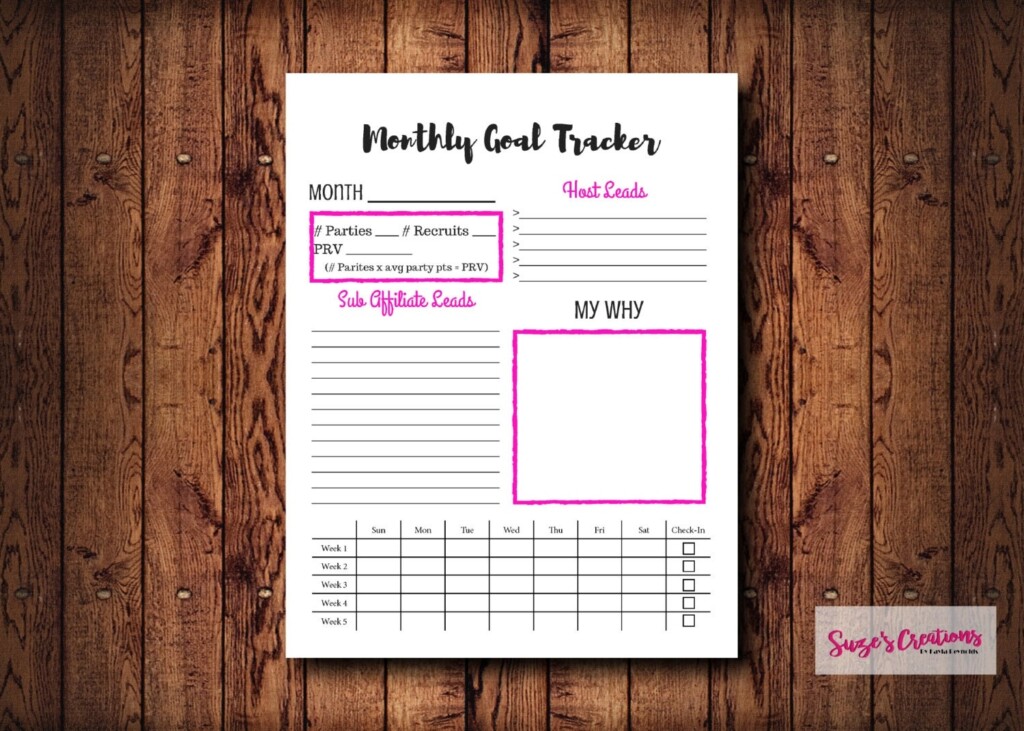 PRINTABLE Monthly Goal Tracker Direct Sales Affiliate Etsy