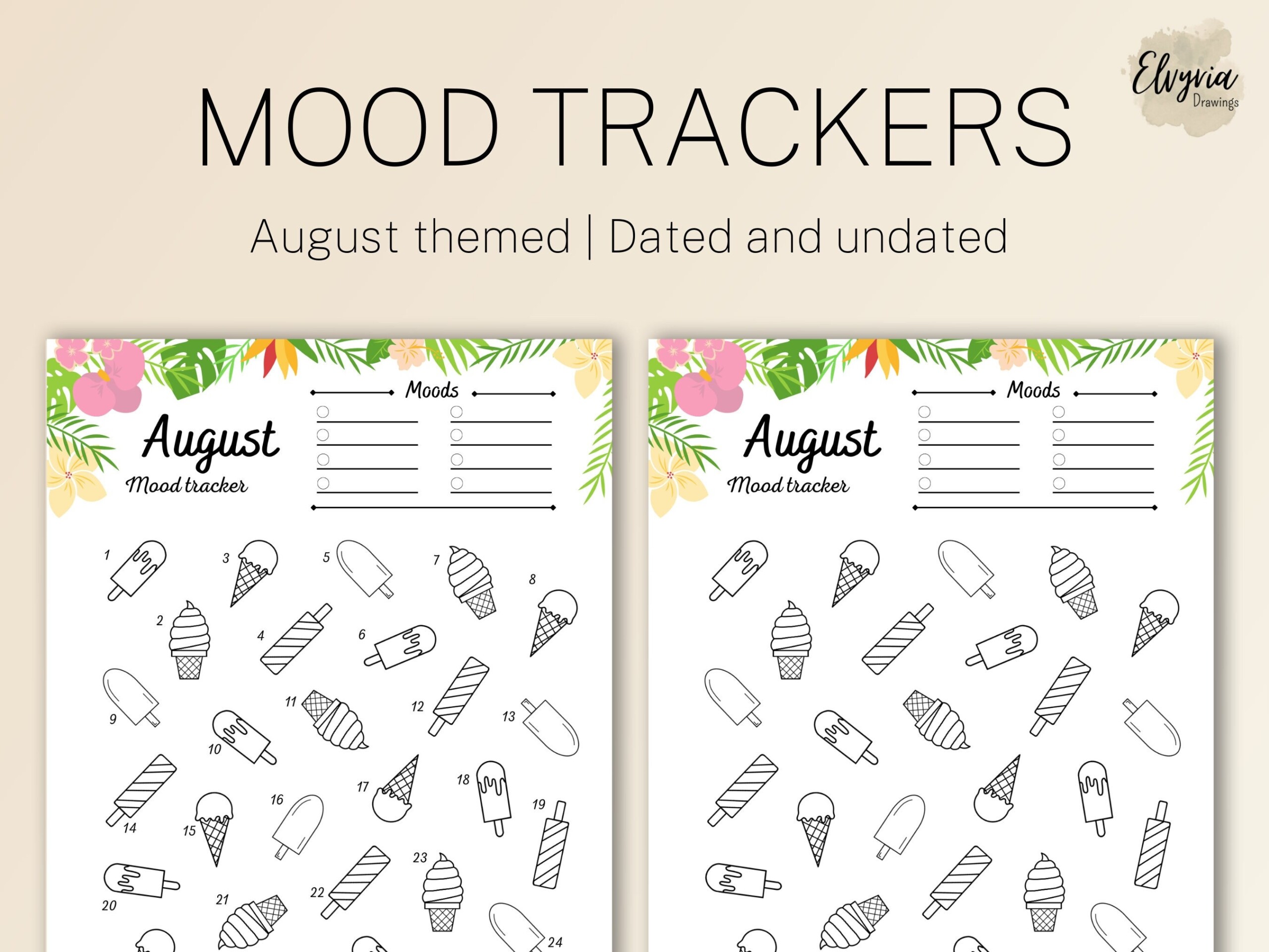 Printable Mood Tracker August Printable Daily Mood Tracker Etsy Australia