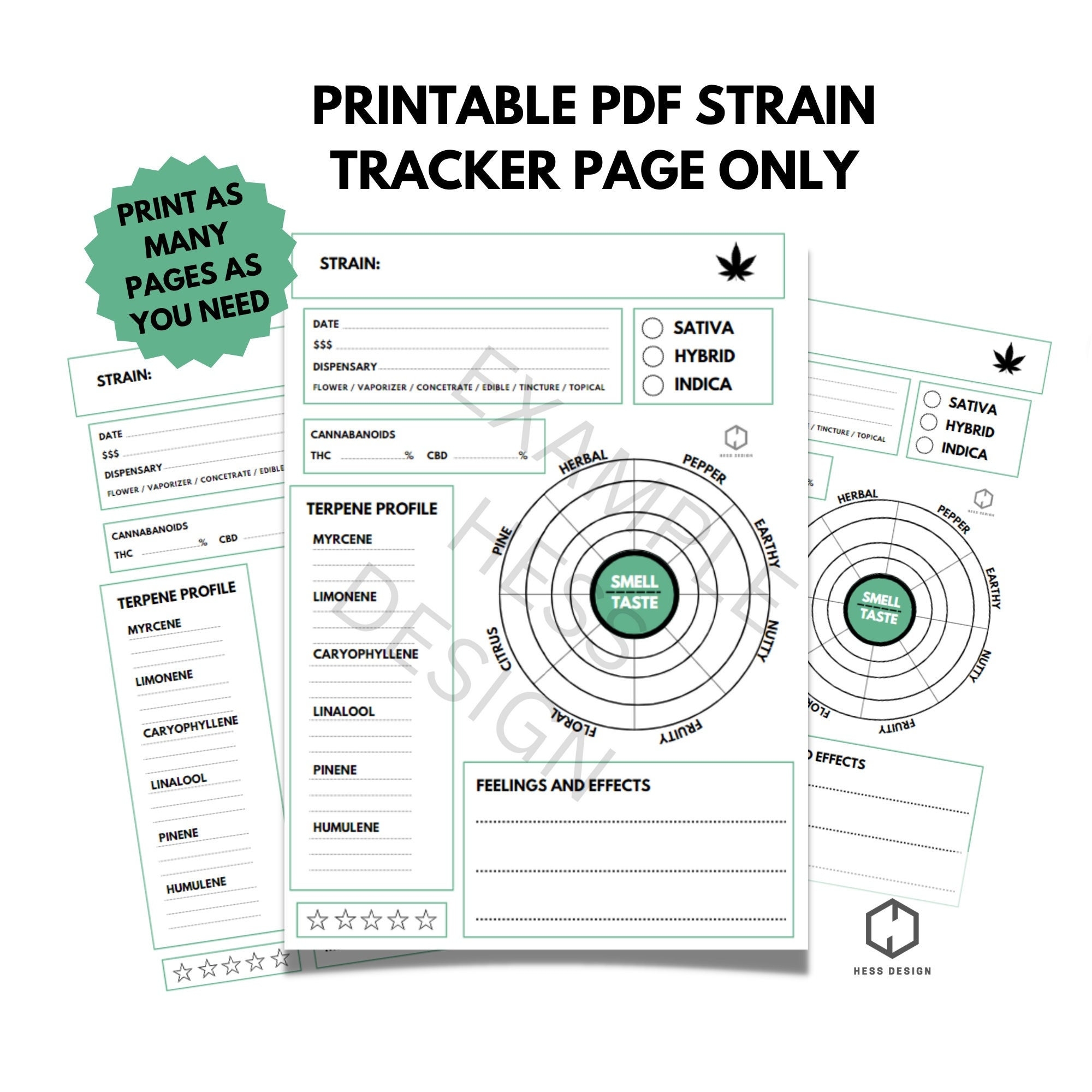 Printable PDF Cannabis Strain Tracker PDF Marijuana Terpene Etsy