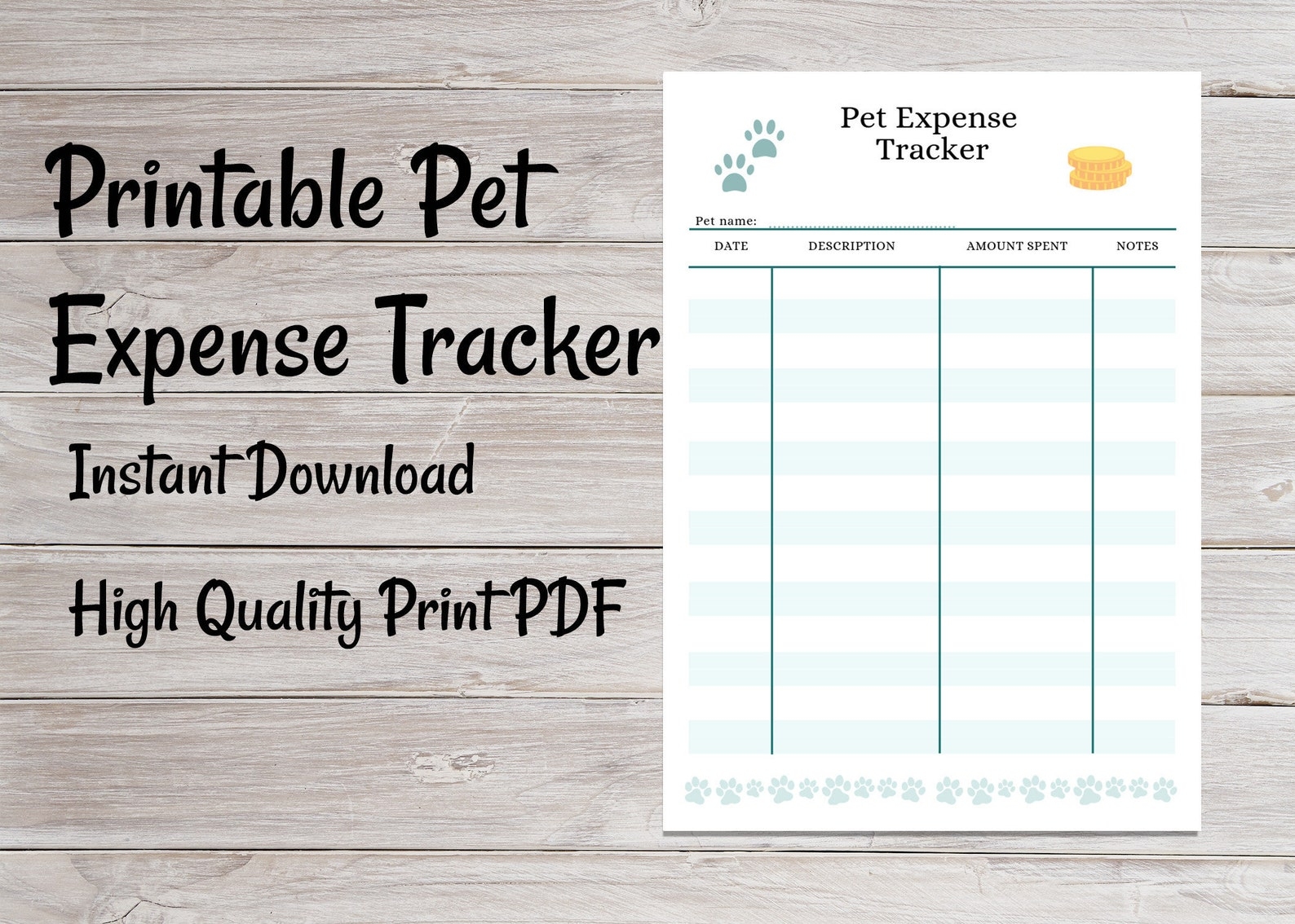 Printable Pet Expense Tracker Pet Planner Pet Binder Insert Dog
