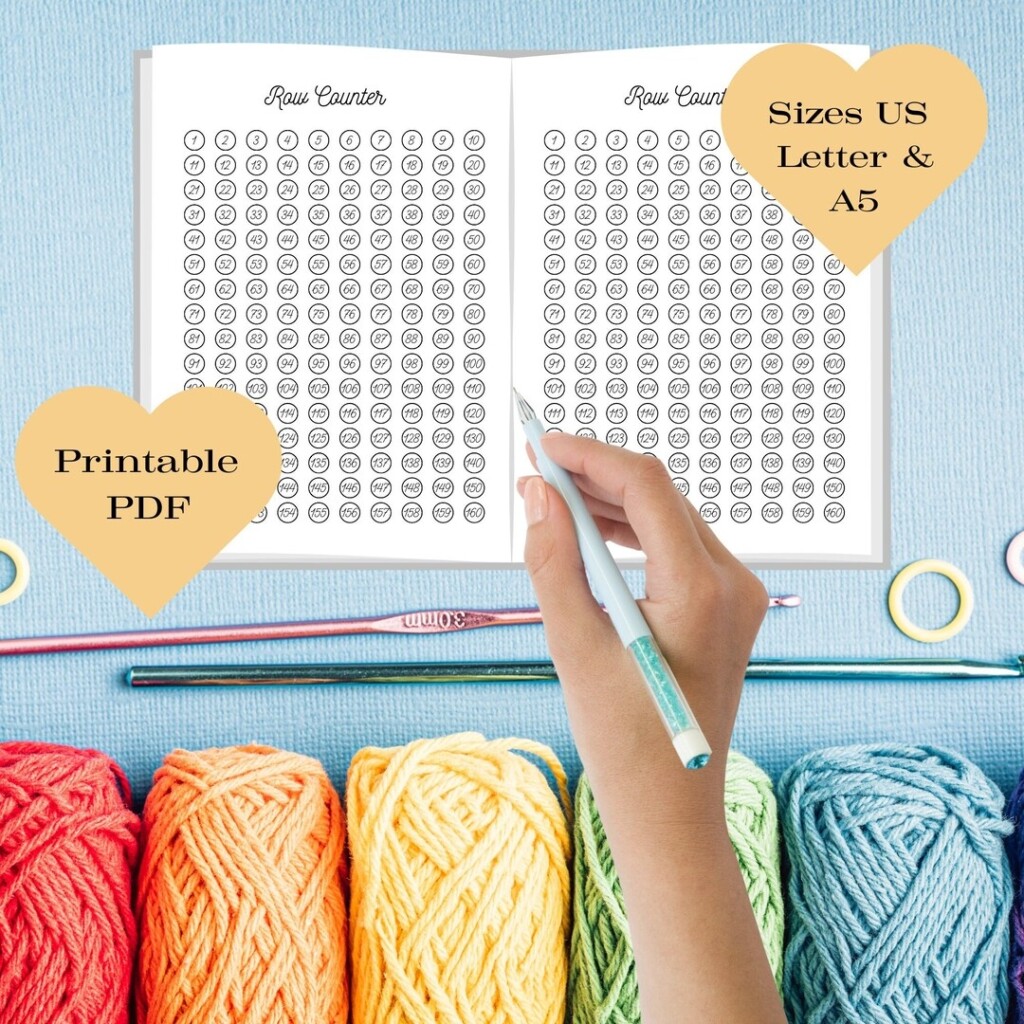 Printable Row Counter Crochet Row Counter Knitting Row Counter PDF 