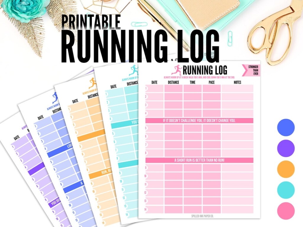 Printable Running Tracker Printable Run Log Fitness Digital 
