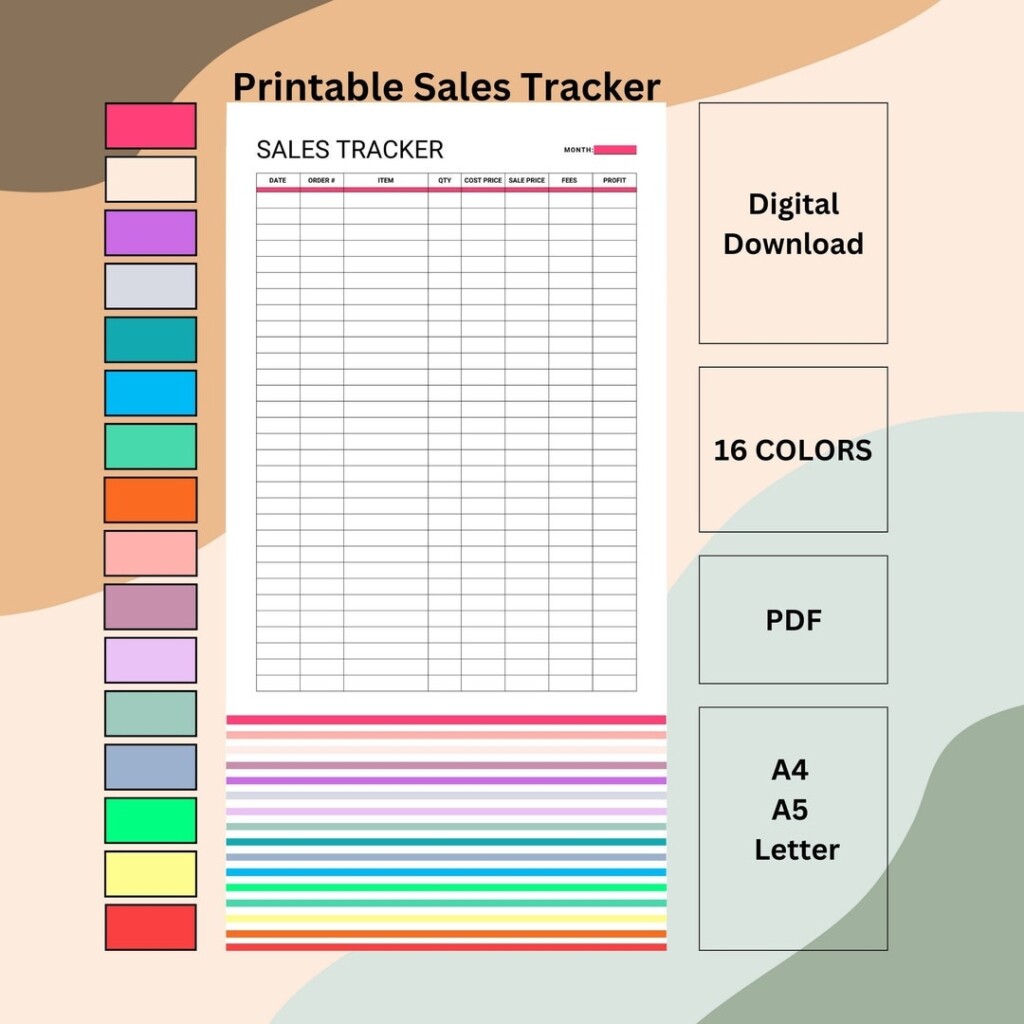 Printable Sales Tracker Small Business Order Tracker Business Sales 