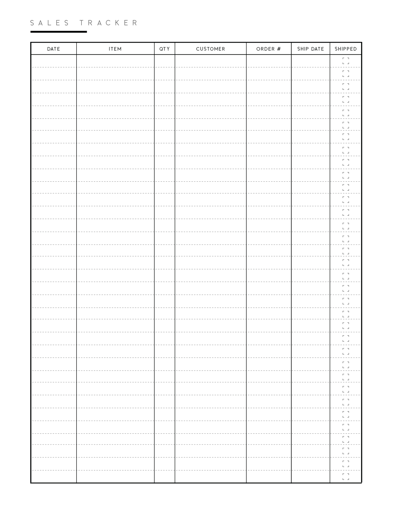 Printable Simple Sales Tracker World Of Printables