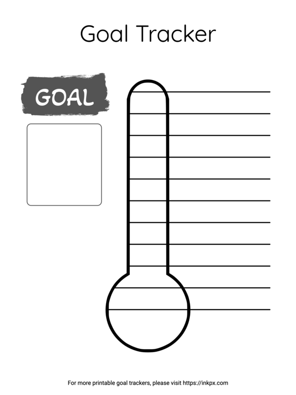 Printable Simple Thermometer Goal Tracker InkPx