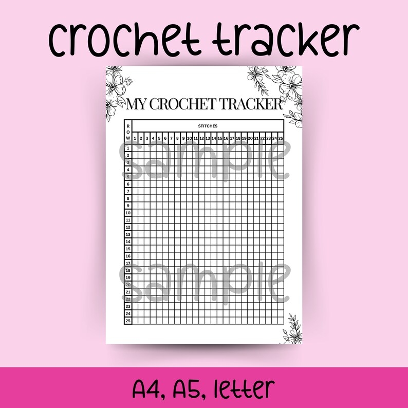 Printable Tracker Crochet Beginner Crochet Crochet Counter Crochet 