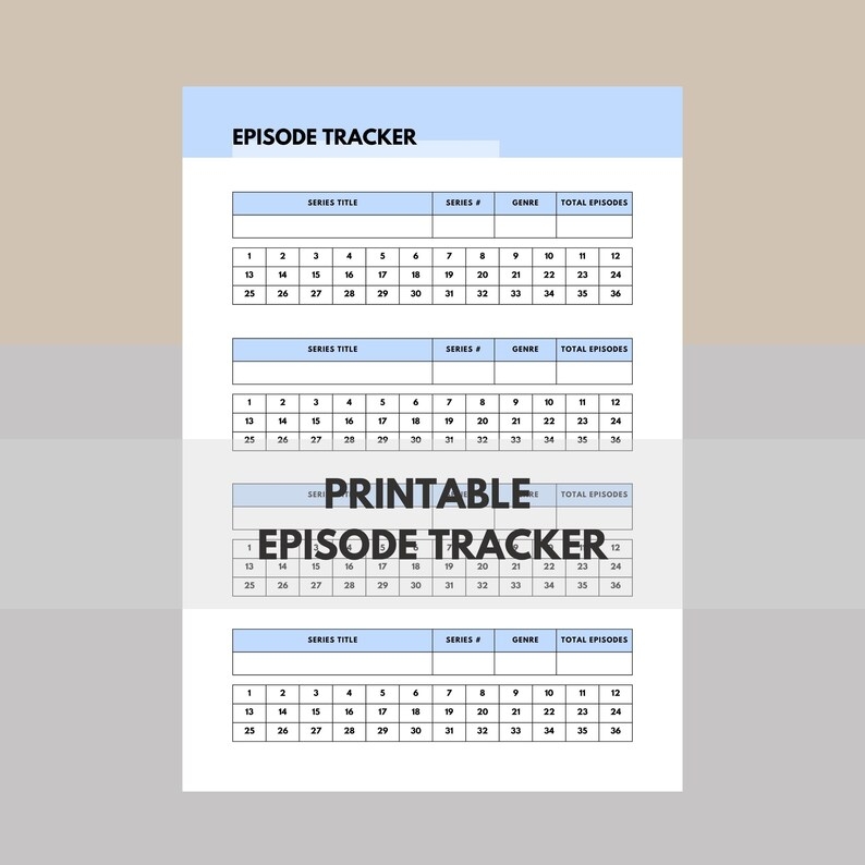 Printable Tv Episode Tracker Episode Log TV Series Tracker TV 