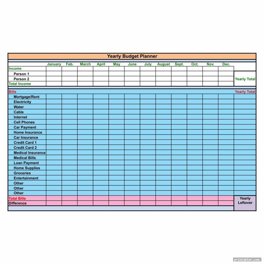 Printable Yearly Expense Chart Gridgit