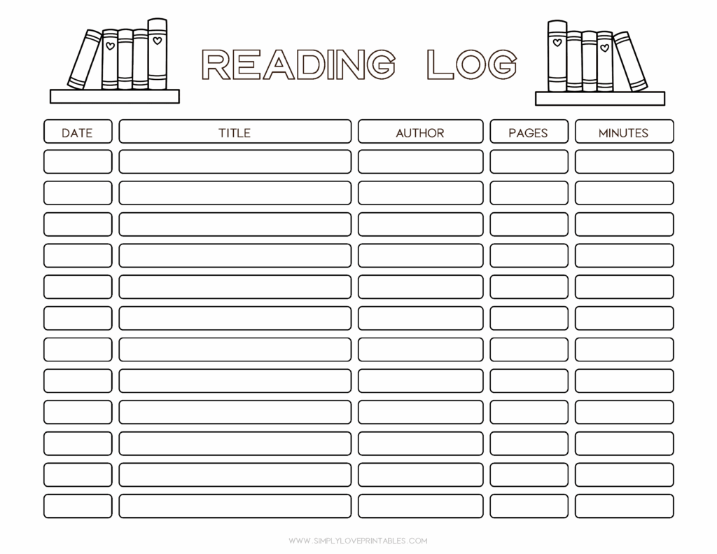 Reading Log Coloring Pages