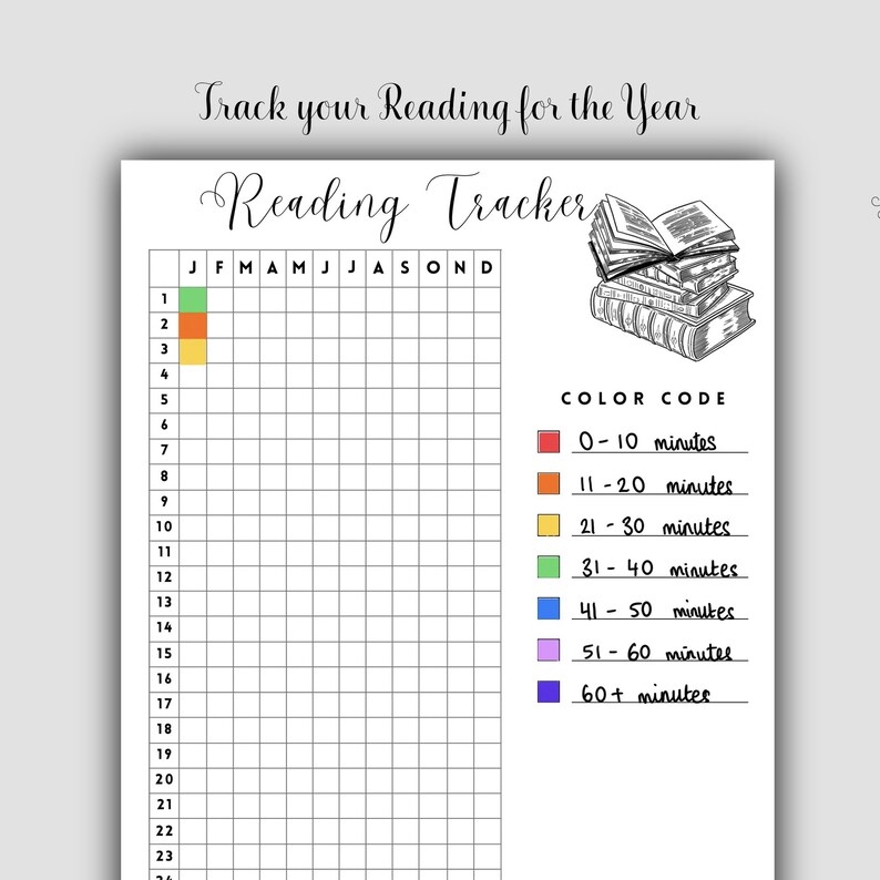 Reading Tracker Yearly Reading Tracker Printable Planner Page Bullet 