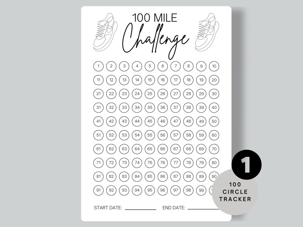 Running Tracker 100 Mile Challenge Printable Walking Tracker 
