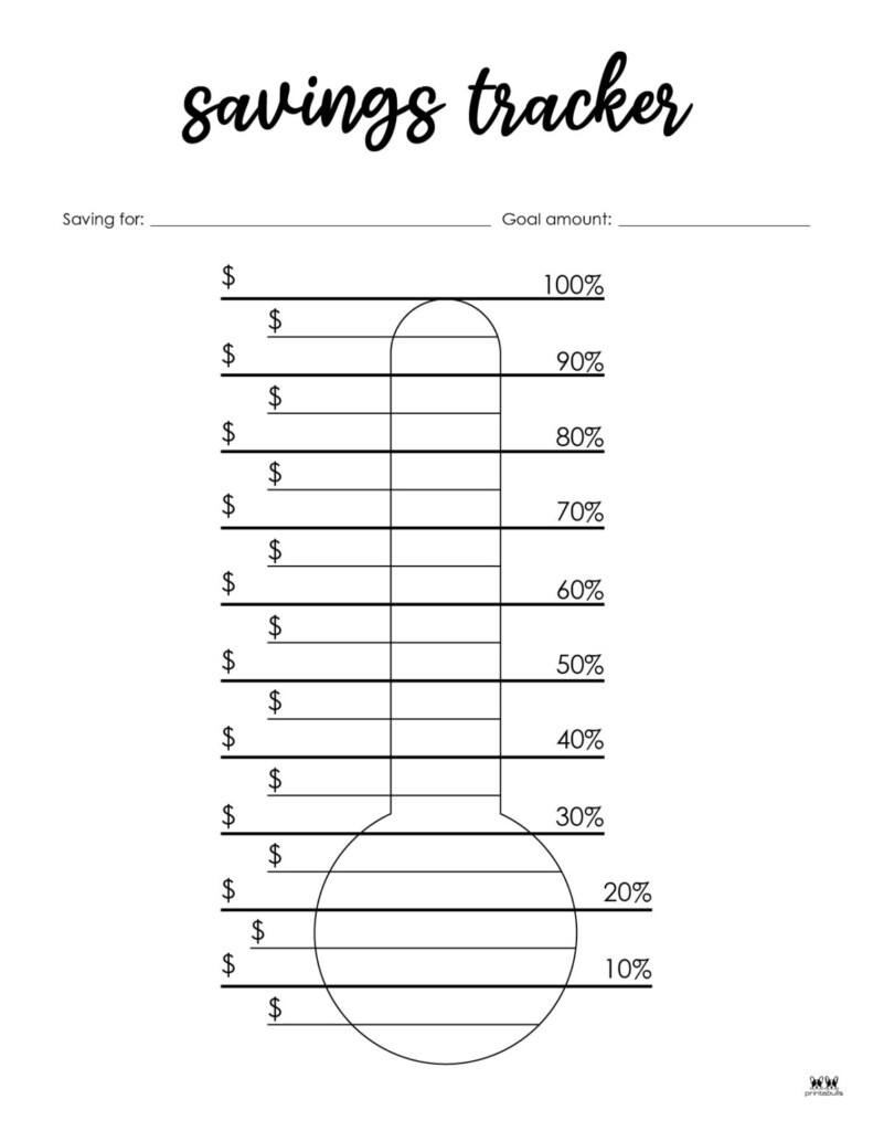 Savings Trackers 27 FREE Printables Printabulls