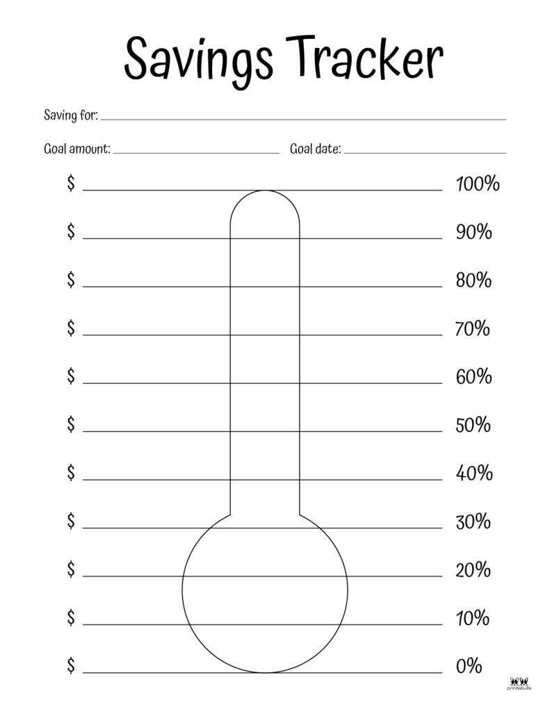 Savings Trackers 27 FREE Printables Printabulls